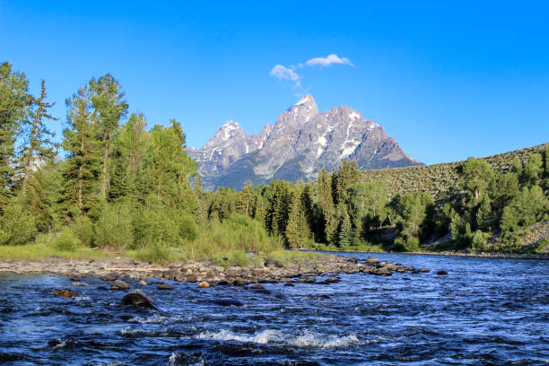 スネーク川からグランド ・ ティトン ビュー - snake river grand teton river wyoming ストックフォトと画像