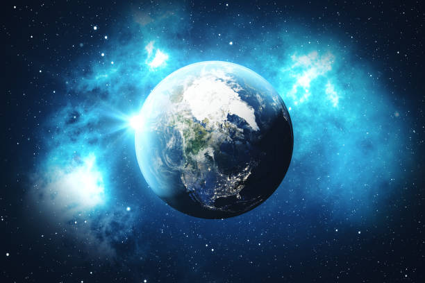 istock 3D Rendering World Globe from Space. Blue Sunrise View From Space. Showing Night Sky With Stars and Nebula. Elements of this image furnished by NASA. 871635710