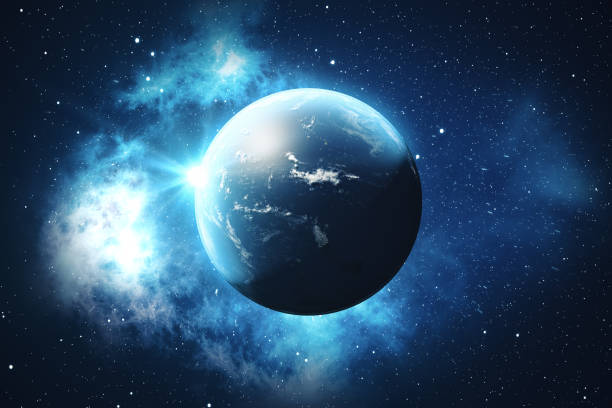 istock 3D Rendering World Globe. Earth Globe with Backdrop Stars and Nebula. Earth, Galaxy and Sun From Space. Blue Sunrise. Elements of this image furnished by NASA 871635712