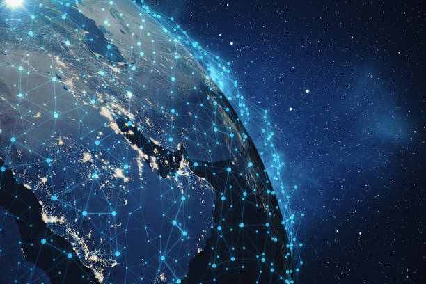 istock 3D Rendering Global Network Background. Connection Lines with Dots Around Earth Globe. Global International Connectivity. Earth from Space With Stars and Nebula. Elements of this image furnished by NASA 871641050