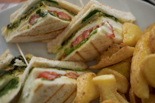 istock Vegetarian sandwiches with fries 871641562