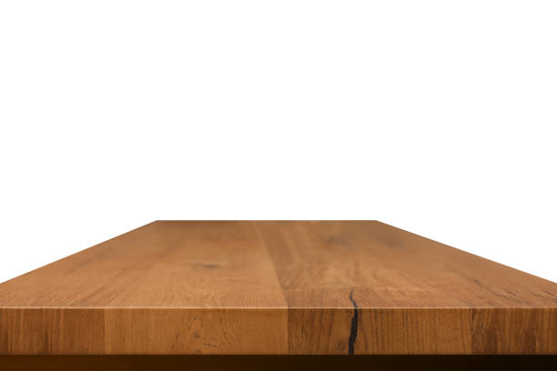istock empty wooden table top isolated on white background, used for display or montage your products 871645064