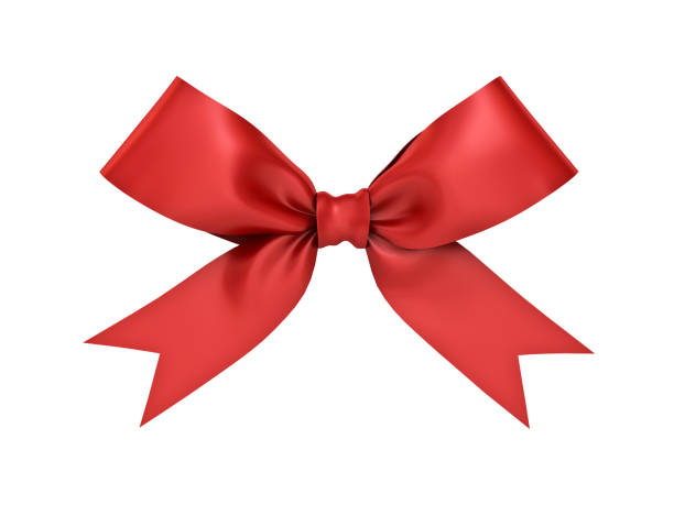istock Red gift ribbon bow isolated on white background . 3D rendering 871647928