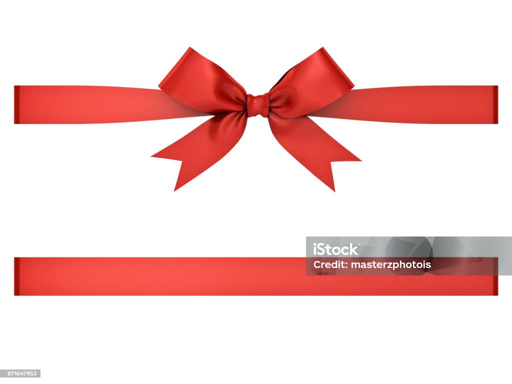 Ruban de cadeau rouge bow isolé sur fond blanc. Rendu 3D - Photo de Ruban - Mercerie libre de droits