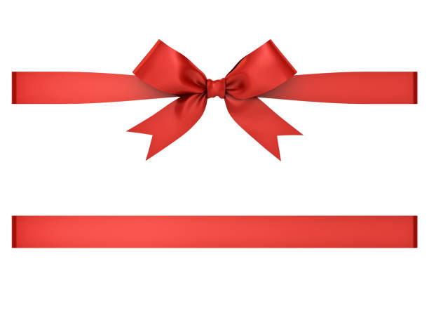 istock Red gift ribbon bow isolated on white background . 3D rendering 871647952