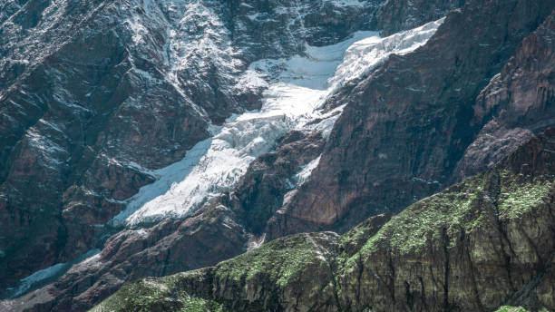istock Glacier passing through the grey rocky mountain. 871648814