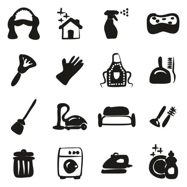 Vector illustration of Maid Icons Freehand Fill