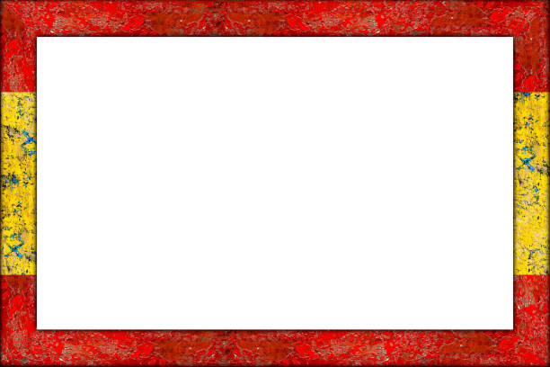 Decorative wood photo painting picture frame with empty isolated filling. Golden ration proportion. Landscape orientation.