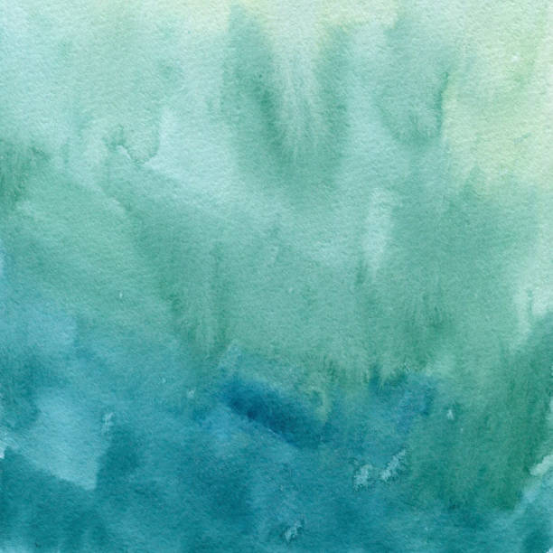 istock Hand drawn turquoise blue, green watercolor abstract paint texture. Raster gradient splash background. 871661550