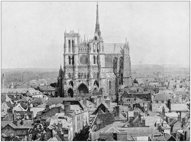 世界著名景點的古董照片: 亞眠, 大教堂 - notre dame 幅插畫檔、美工圖案、卡通及圖標