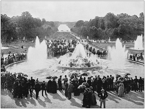 Antique photograph of World's famous sites: Versailles fountain