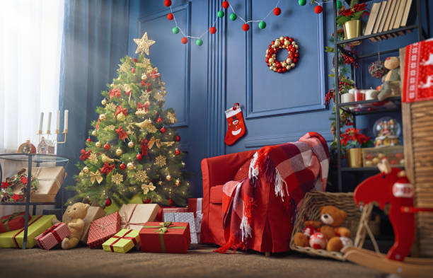 istock room decorated for Christmas 871664858