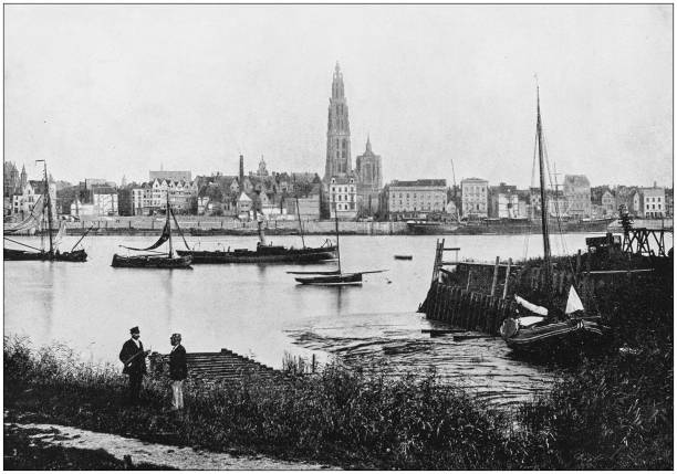 istock Antique photograph of World's famous sites: Antwerp 871665118