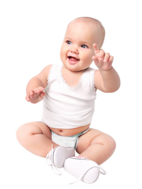 istock Baby pointing with finger isolated. 871675256