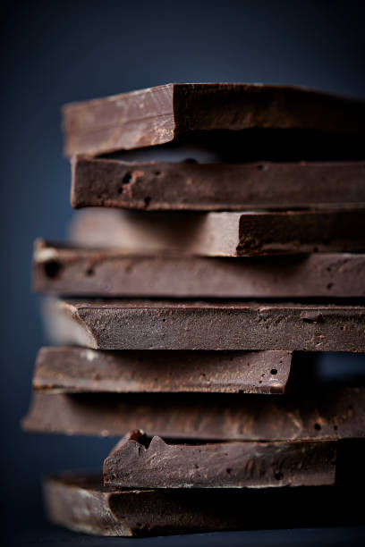 Chocolate broken on a stack. stock photo