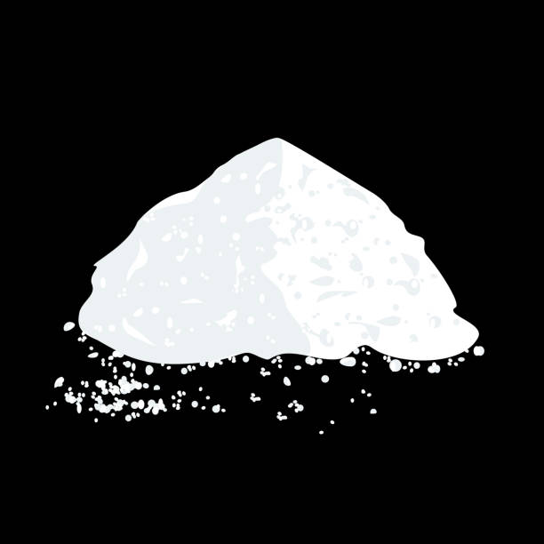 Salt or Sugar Pile Salt or sugar pile isolated on black background. Vector illustration flat design salt pile stock illustrations