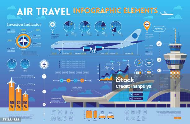 Travel Infographics Elements Stock Illustration - Download Image Now - Airport, Infographic, Aerospace Industry