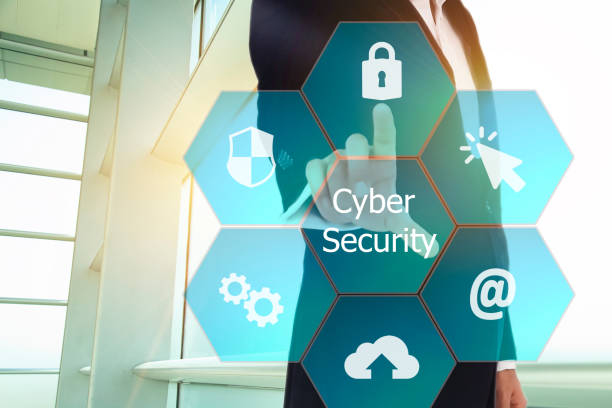 istock businessman pressing cyber security button on virtual screens with hexagons and transparent honeycomb 871686938