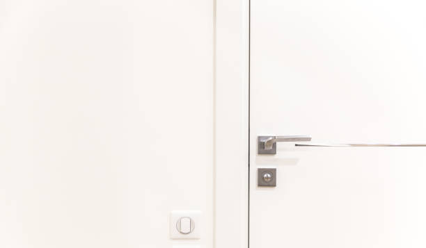 istock Metalic doorknob on a white modern door 871687082