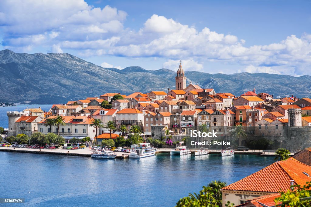 Korcula town, Croatia View of Korcula old town, Korcula island, Croatia Croatia Stock Photo