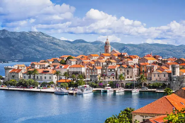 View of Korcula old town, Korcula island, Croatia