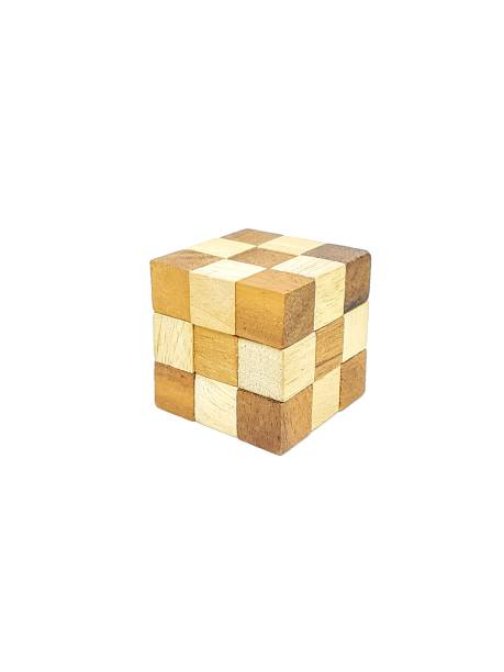 istock Wooden cube brain teaser on white background 871692060