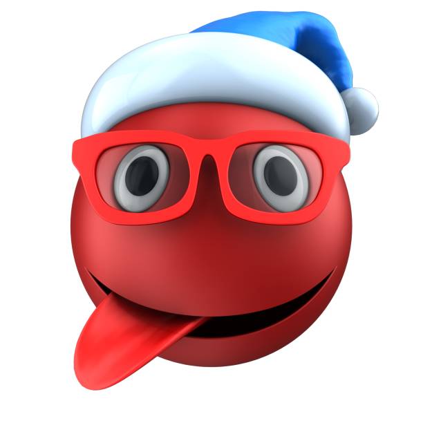 istock 3d red emoticon smile with Christmas hat 871698550