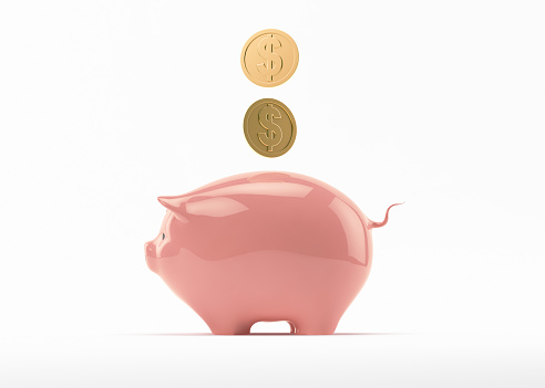 Piggy Bank Isolated on White Background. With Clipping Path