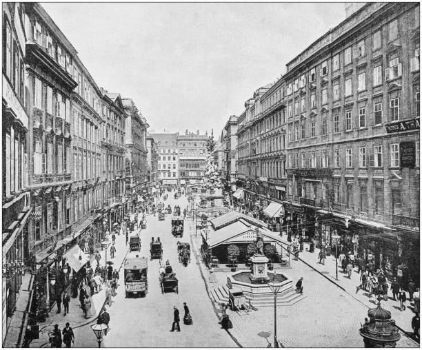 Antique photograph of World's famous sites: Vienna Antique photograph of World's famous sites: Vienna graben vienna stock illustrations