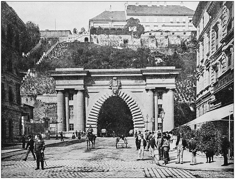 Antique photograph of World's famous sites: Budapest