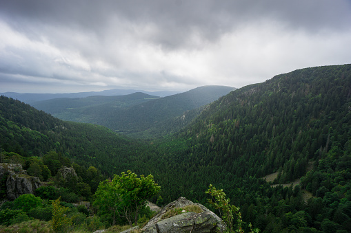 France - Fantastic wide view on endless canyon landscape of alsace in vosges mountains