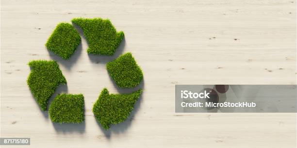 Recycling Symbol Made Of Green Grass Green Energy Concept Stock Photo - Download Image Now