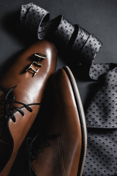 istock Male accessories. Shoes with tie and cuff 871718516