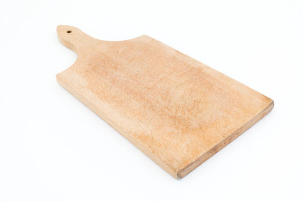 istock Worn wooden chopping board empty for mockup 871719572