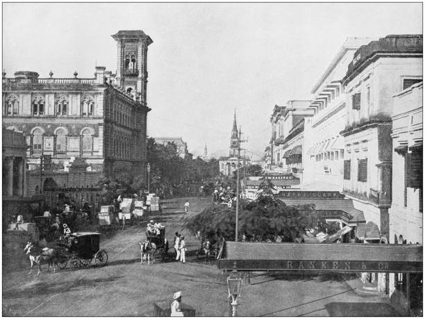Antique photograph of World's famous sites: Calcutta Antique photograph of World's famous sites: Calcutta kolkata stock illustrations