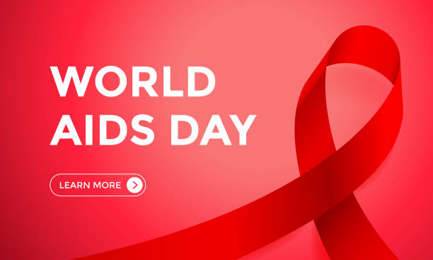 World AIDS day red ribbon 1 December awareness solidarity vector web banner World AIDS day red ribbon web banner design background template for 1 December awareness world day. Vector HIV and AIDS ribbon symbol or emblem badge on pink world aids day stock illustrations