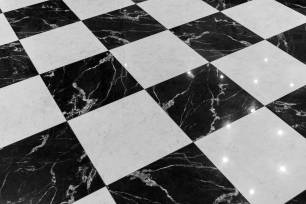 istock Floor made of black and white marble tiles 871723570