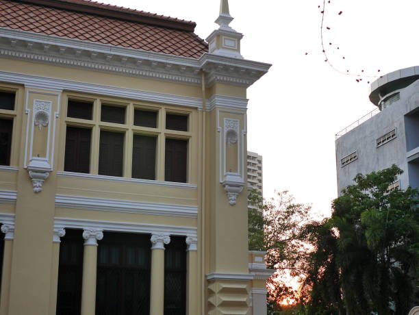 istock Evening sunset of old designed building on river Chaopraya Thailand 871726920