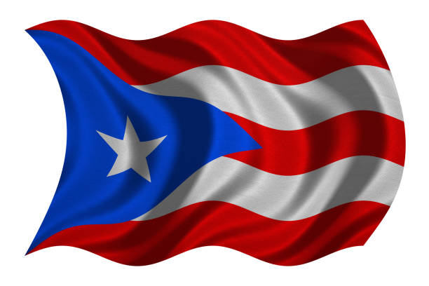 A Puerto Rico Flag Waves on a Pole on a Sunny Day in Caguas Puerto Rico