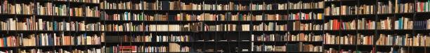 panorma view of book shelves - book book spine in a row library imagens e fotografias de stock