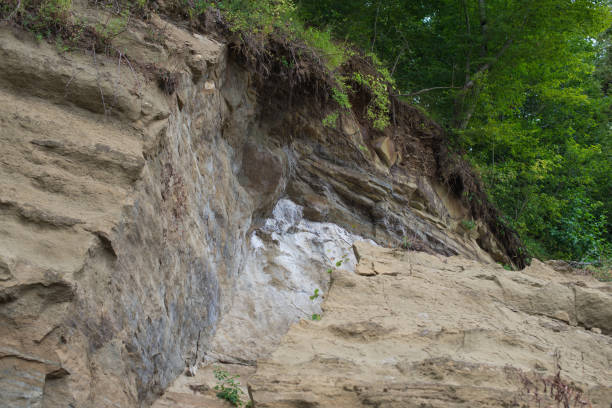 istock The landslide eroded the river bank 871730816