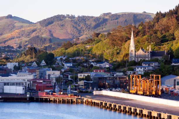 New Zealand's Port Chalmers Town stock photo