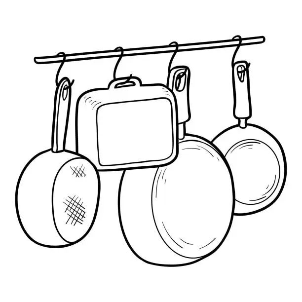 Vector illustration of Coloring book, Kitchenware