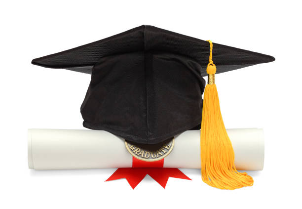 istock Diploma and Black Grad Hat 871742400