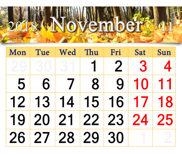 istock calendar for November 2018 with yellow leaves 871745554