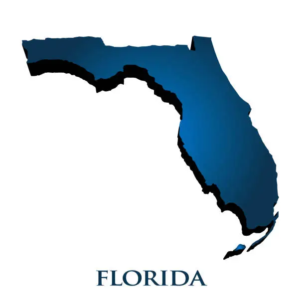 Vector illustration of 3D Graphic Map Of Florida State. Vector illustration