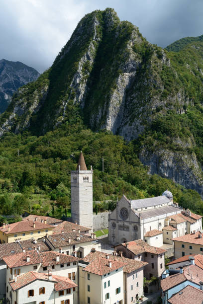 Gemona del Friuli (Italy) view with medieval cathedral Gemona del Friuli (Italy) view with medieval cathedral after the reconstruction from the earthquake. gemona del friuli stock pictures, royalty-free photos & images