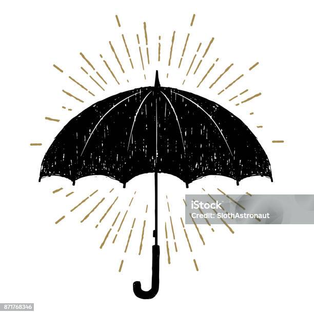 Handgezeichnete Regenschirmvektorillustration Stock Vektor Art und mehr Bilder von Regenschirm - Regenschirm, Regen, Zeichnung