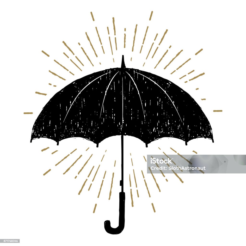 Main sur illustration vectorielle de parapluie. - clipart vectoriel de Parapluie libre de droits
