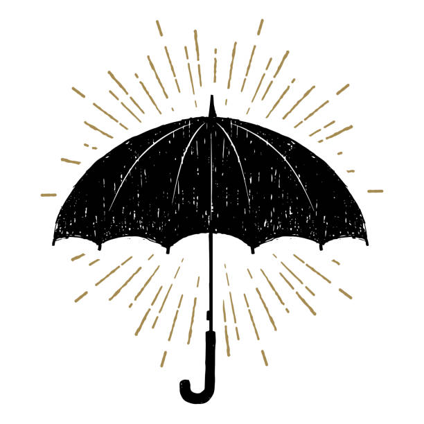 illustrazioni stock, clip art, cartoni animati e icone di tendenza di illustrazione vettoriale ombrello disegnata a mano. - handmade umbrella